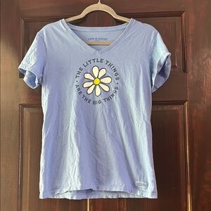 Life Is Good Light Blue Tee with Daisy Design